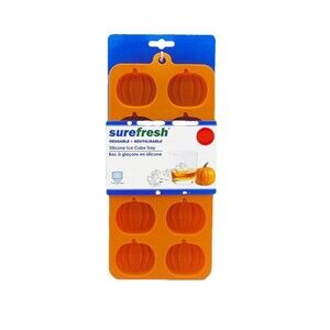 Orange Silicone Pumpkin 10 Mold Ice Cube Tray - Halloween - Craft Candy New